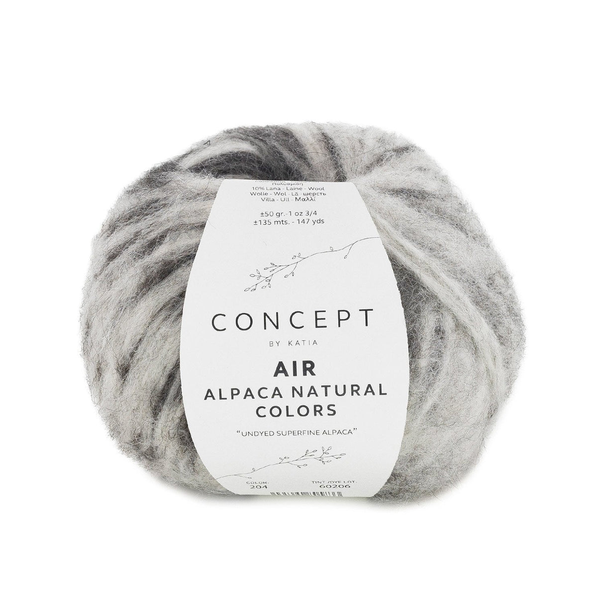 Katia Air Alpaca Natural Colors : Laine non teinte à effet brossé pour des créations uniques