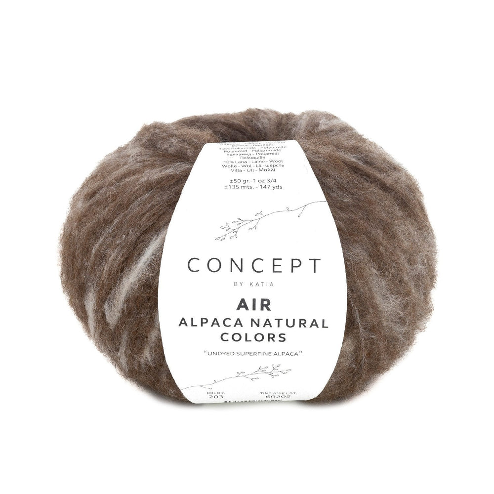 Katia Air Alpaca Natural Colors : Laine non teinte à effet brossé pour des créations uniques