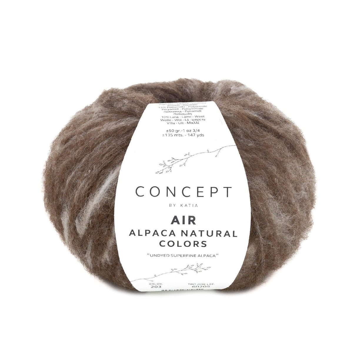 Katia Air Alpaca Natural Colors : Laine non teinte à effet brossé pour des créations uniques