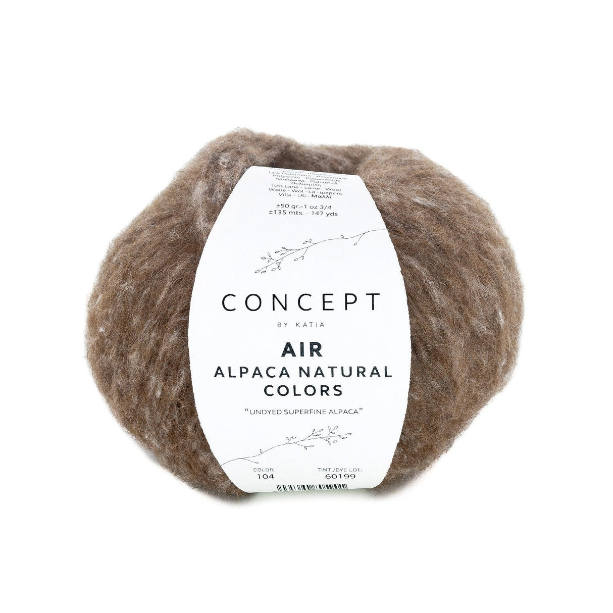 Katia Air Alpaca Natural Colors : Laine non teinte à effet brossé pour des créations uniques