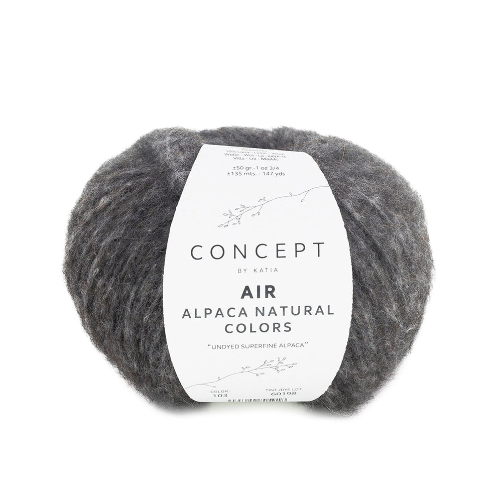 Katia Air Alpaca Natural Colors : Laine non teinte à effet brossé pour des créations uniques