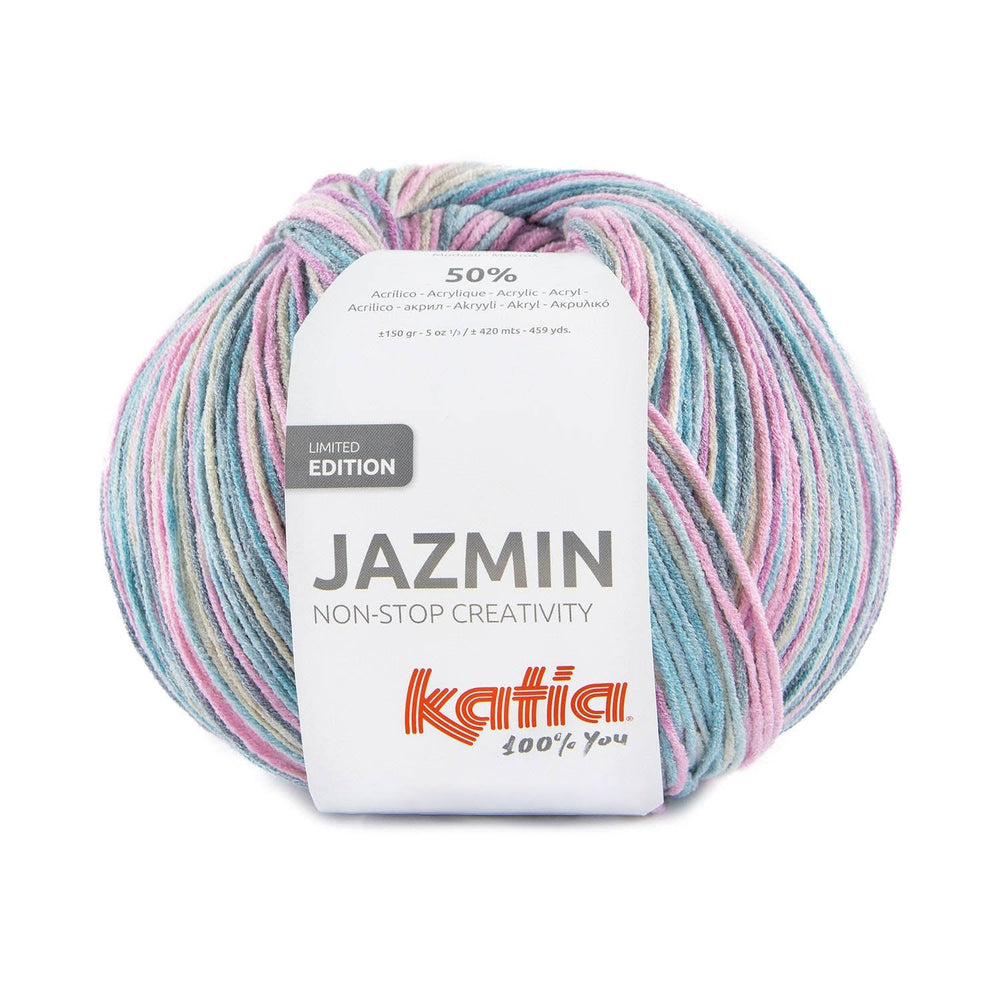 Katia JAZMIN en couleurs pastel - Laine en édition limitée avec toucher doux et imprimé multicolore