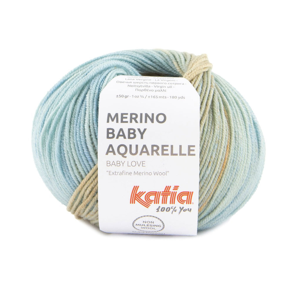 Laine mérinos Baby Aquarelle en 3 couleurs pour bébé par Katia - Douce, durable et respectueuse de l'environnement