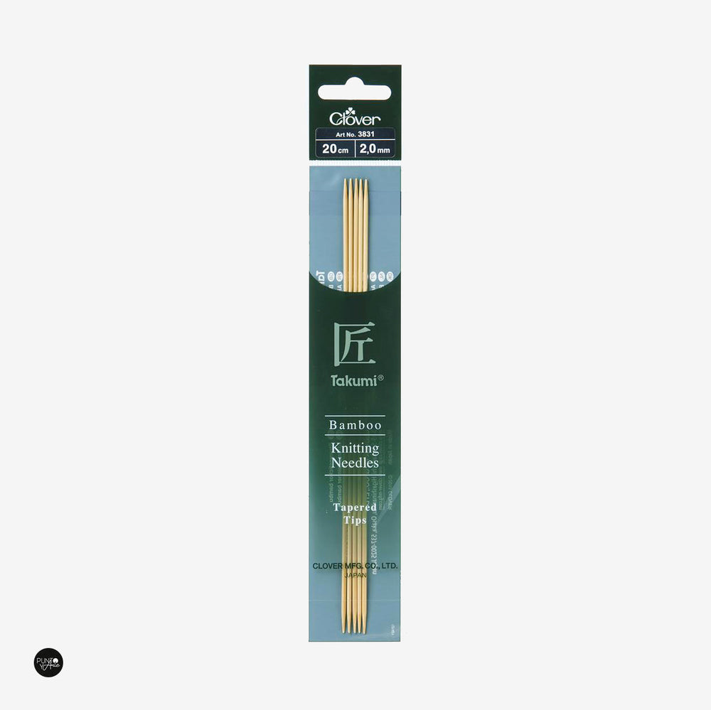 Agujas de Tejer de Doble Punta de Bambú Takumi 20cm Clover | Calidad y Comodidad