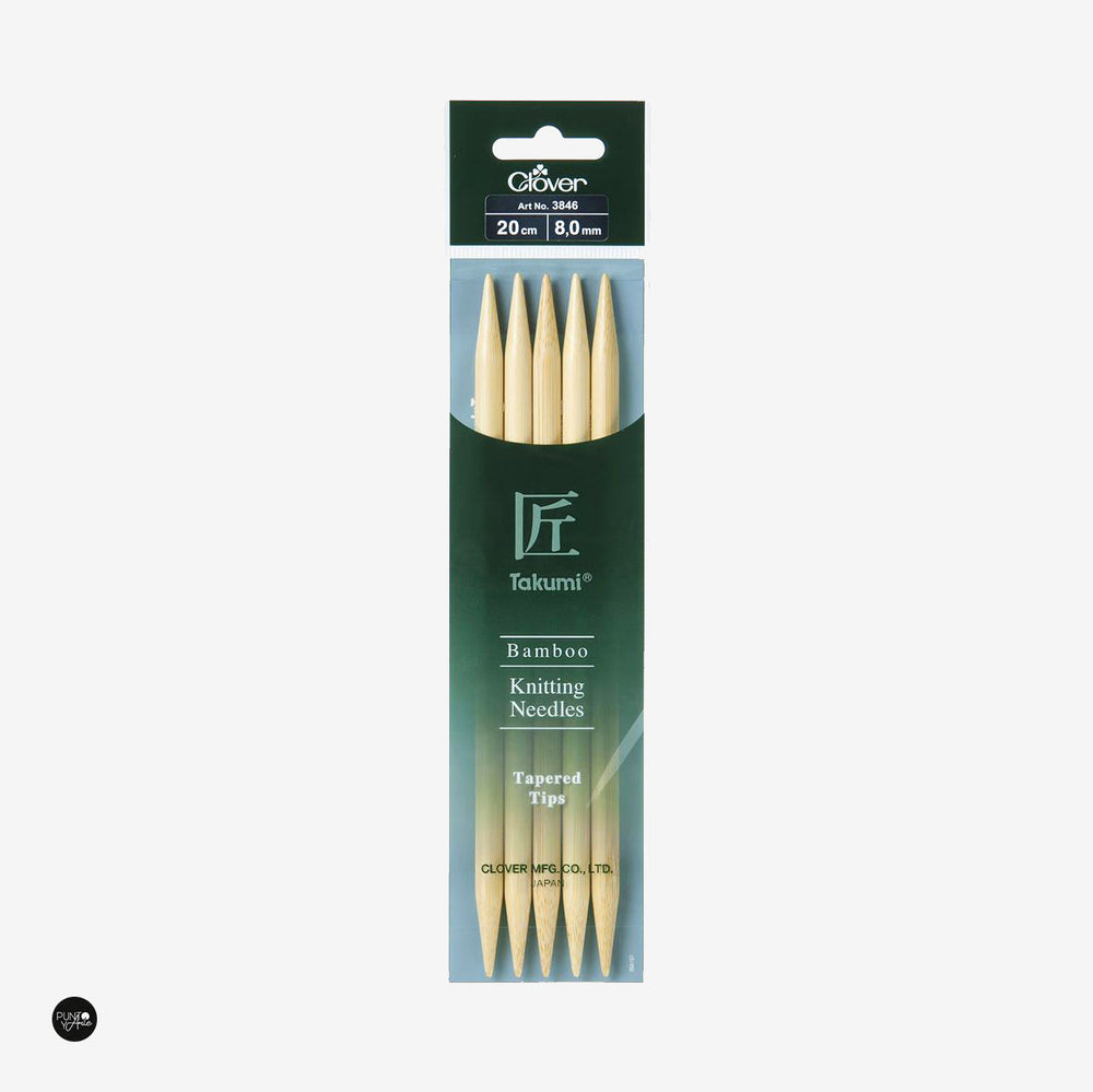 Agujas de Tejer de Doble Punta de Bambú Takumi 20cm Clover | Calidad y Comodidad