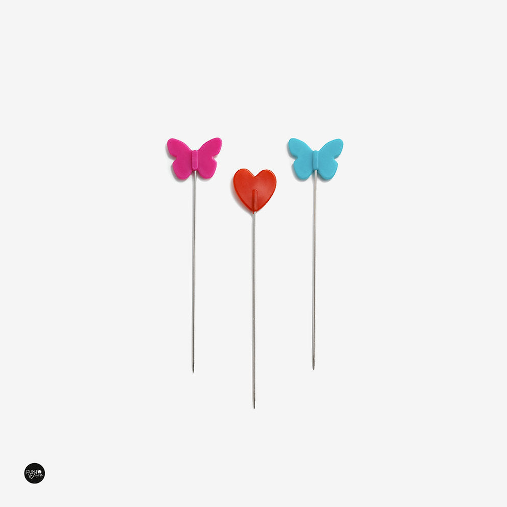 Pins of Love Prym 028521 - Pins en acier inoxydable en forme de coeurs ou de papillons