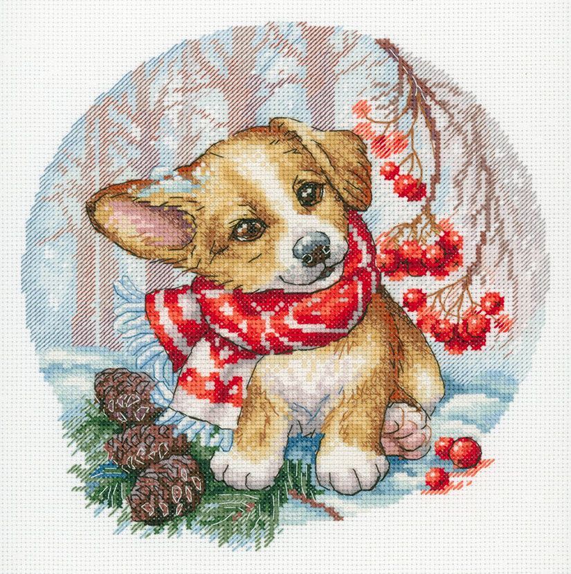 Kit de punto de cruz MP Studia SNV-886 – A Walk in the Forest 19x18 cm