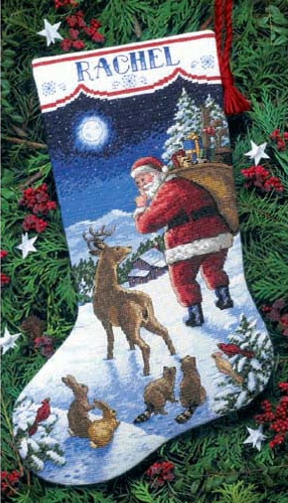 Chaussette de Noël arrivée du Père Noël - 08683 Dimensions - Kit de point de croix