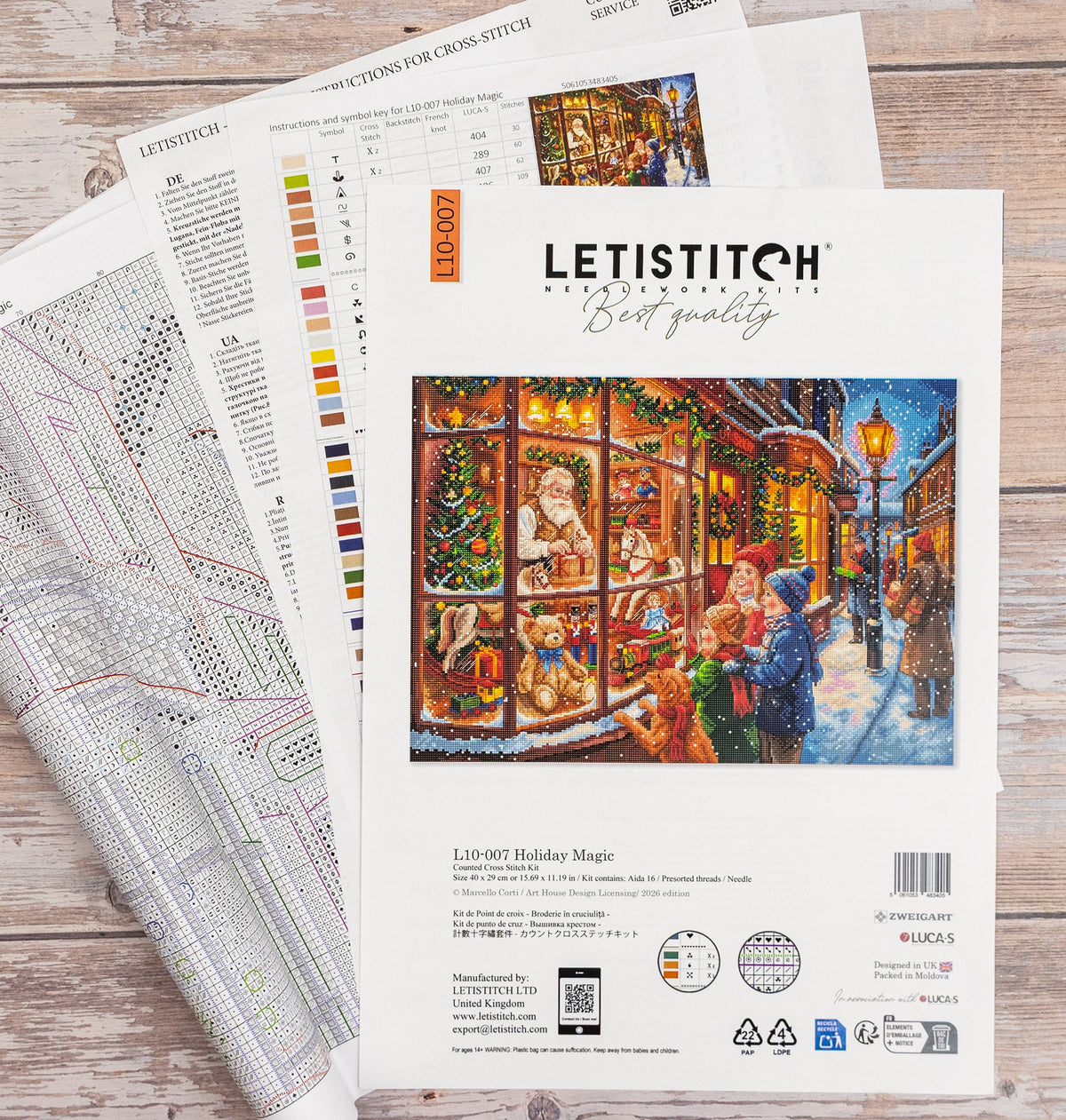 Kit de Punto de Cruz Letistitch L10-007 Holiday Magic – contenido y detalles del kit (2)