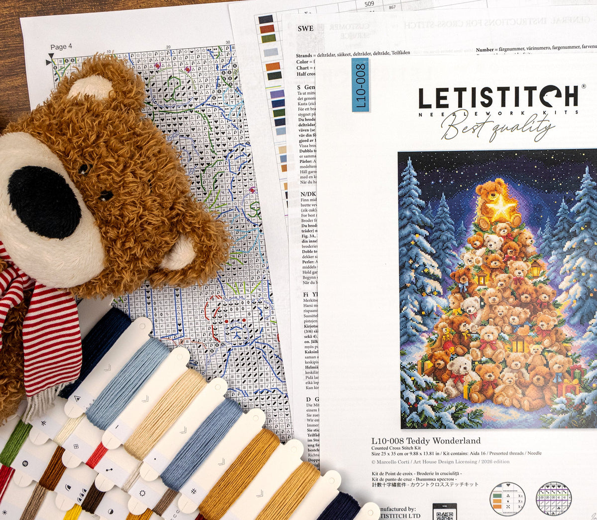 Kit de Punto de Cruz Letistitch L10-008 Teddy Wonderland – contenido y detalles del kit (2)