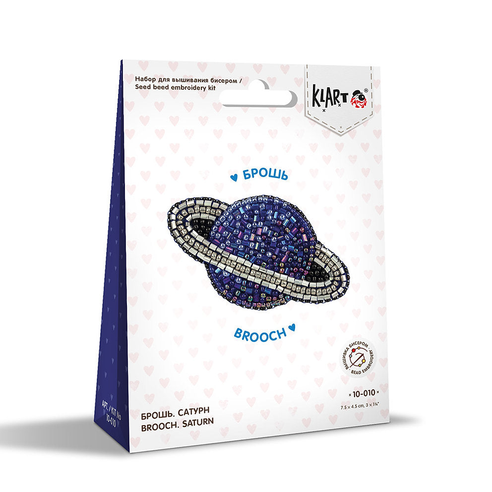 10-010 Brosche. Saturn - Klart - Stickset mit Perlen