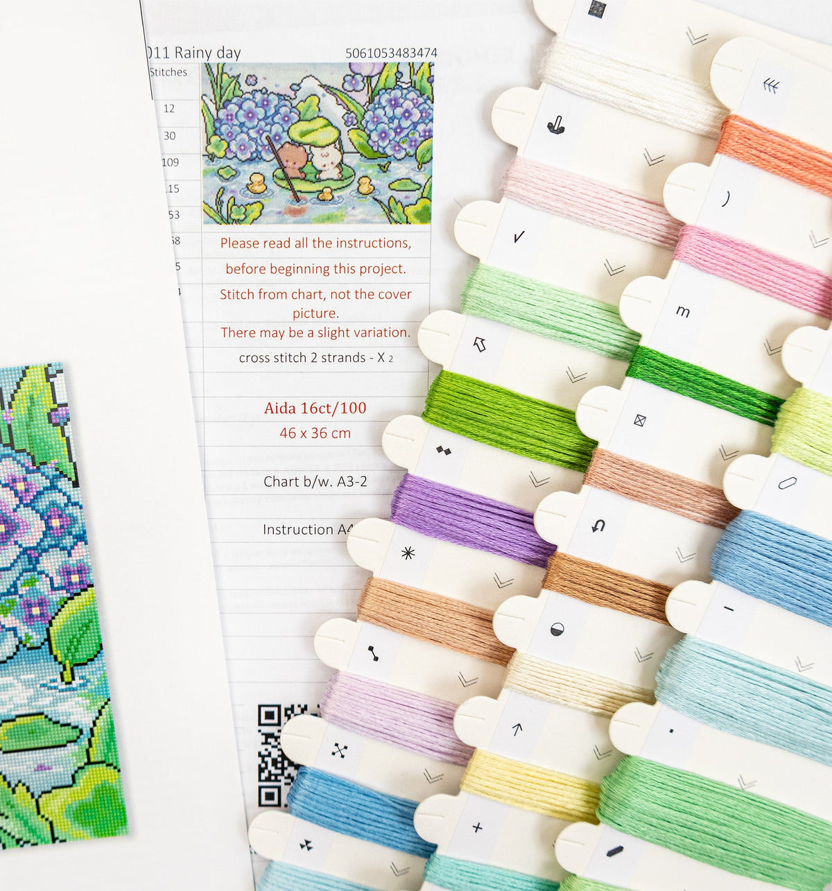 Esquema e hilos del kit de punto de cruz Letistitch L10-011 Rainy Day
