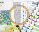 Esquema con bastidor del kit Letistitch L10-011 Rainy Day