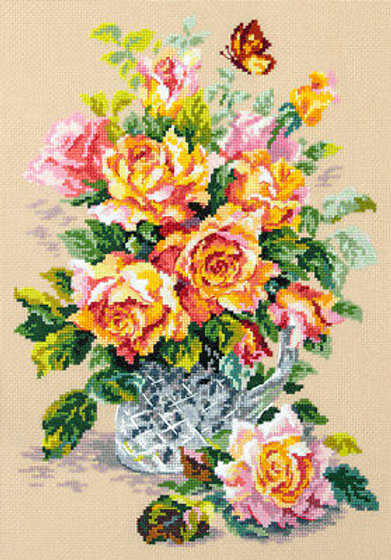 Kit de punto de cruz Magic Needle 100-021 – Rosas de té