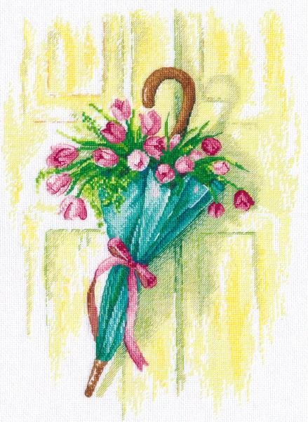 Kit de punto de cruz Oven '1041 – Mensaje de flores / 1041 / Kit de punto de cruz 21x31 cm