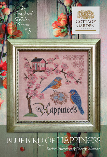 Glücksbringender Blauvogel – Kreuzstichmuster – Cottage Garden Samplings