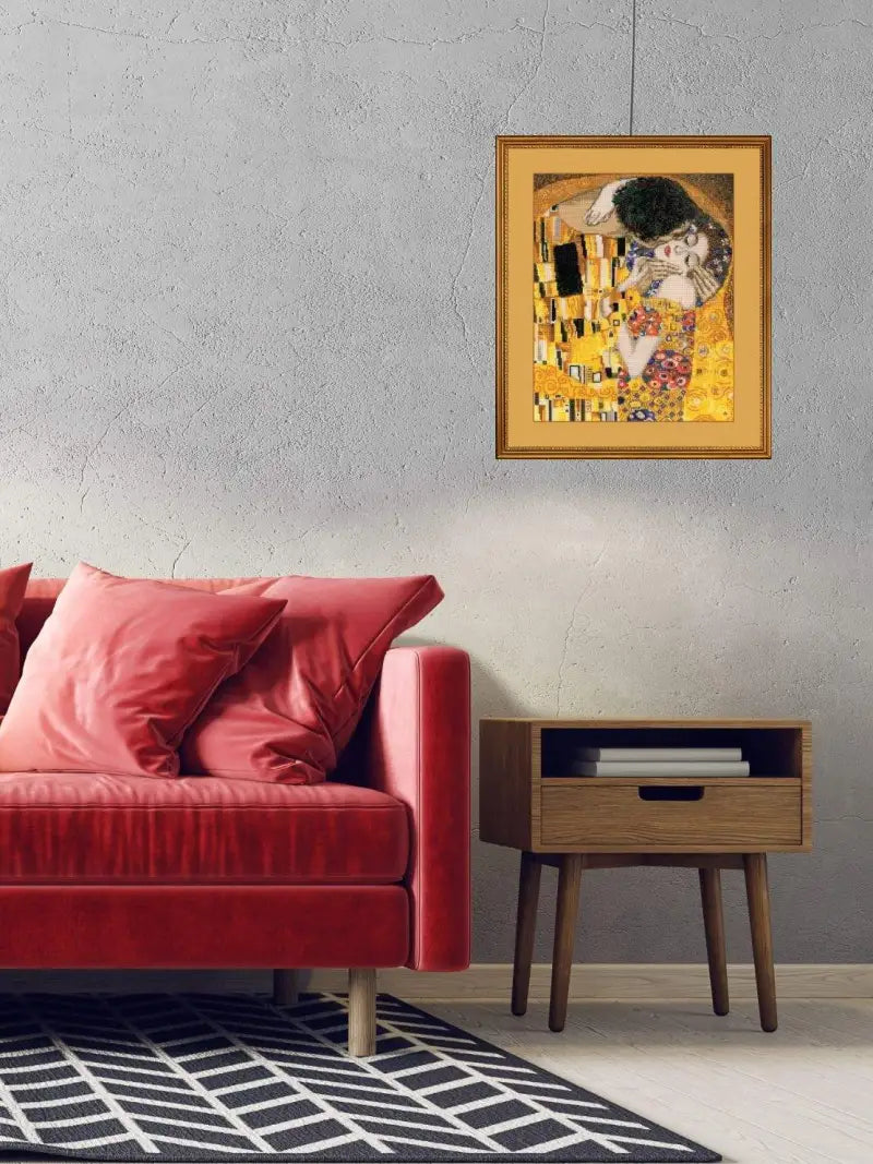 Kit de Punto de Cruz Riolis 1170 – The Kiss según la obra de G. Klimt