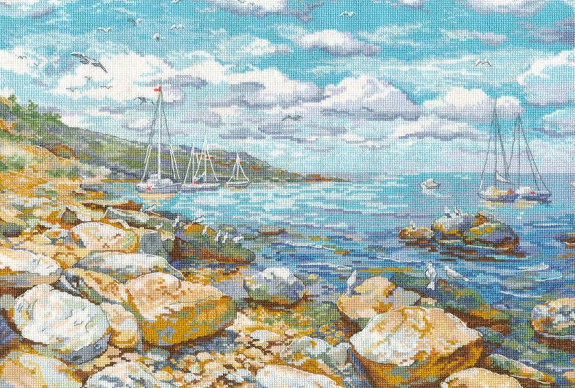 Kit de punto de cruz Oven '1177 – Costa de Crimea. Mar / 1177 / Kit de punto de cruz 26x38 cm