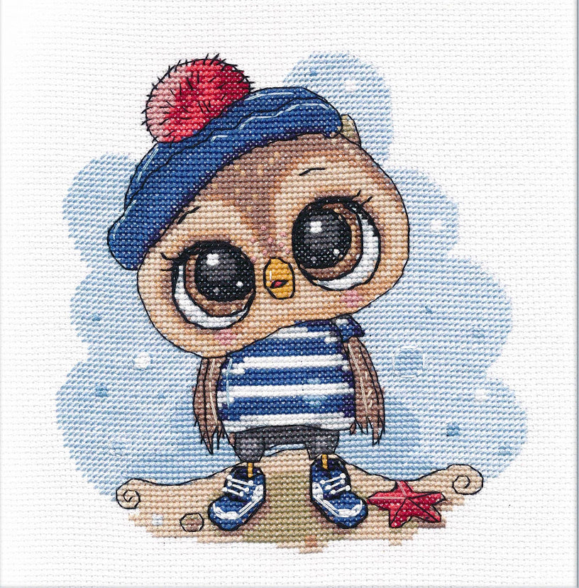 Kit de punto de cruz Oven '1264 – Marinero mochuelo. Buho / 1264 / Kit de punto de cruz 15x15 cm