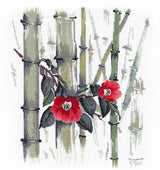 Camellias in Bamboo Grove - 1268 OVEN - Cross Stitch Kit