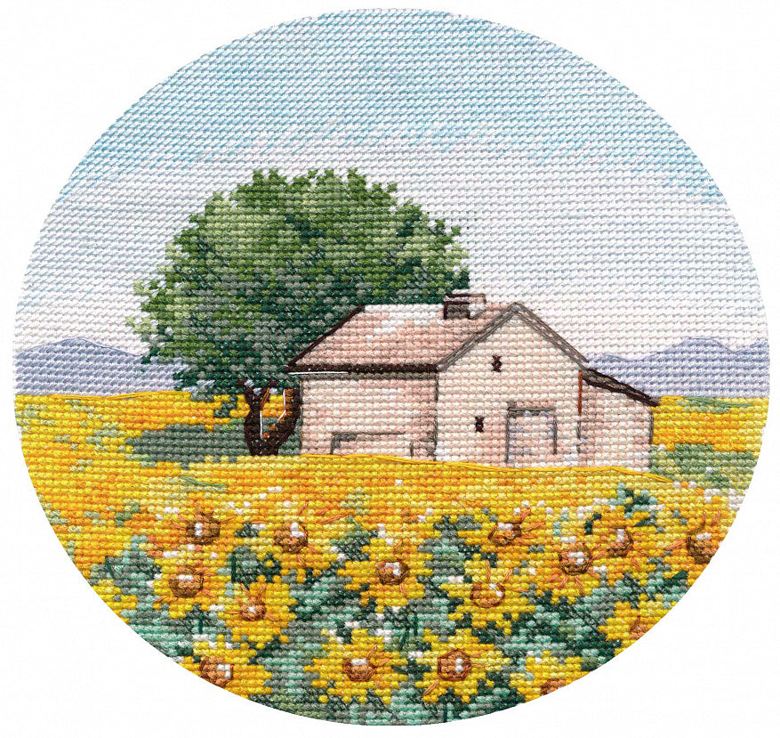 Kit de punto de cruz Oven S1285 – Girasoles en miniatura / - Kit de punto de cruz 15x15 cm