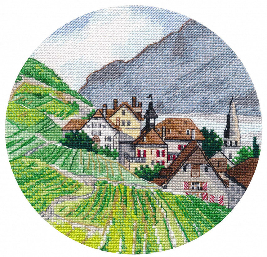Kit de punto de cruz Oven '1286 – 1286 Alpes en miniatura / - Kit de punto de cruz 15x15 cm