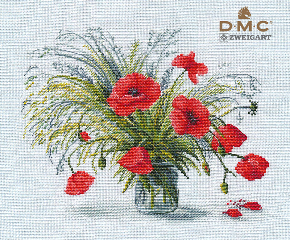 Kit de punto de cruz Oven '1332 – Amapolas escarlatas / 1332 / Kit de punto de cruz 21x27 cm