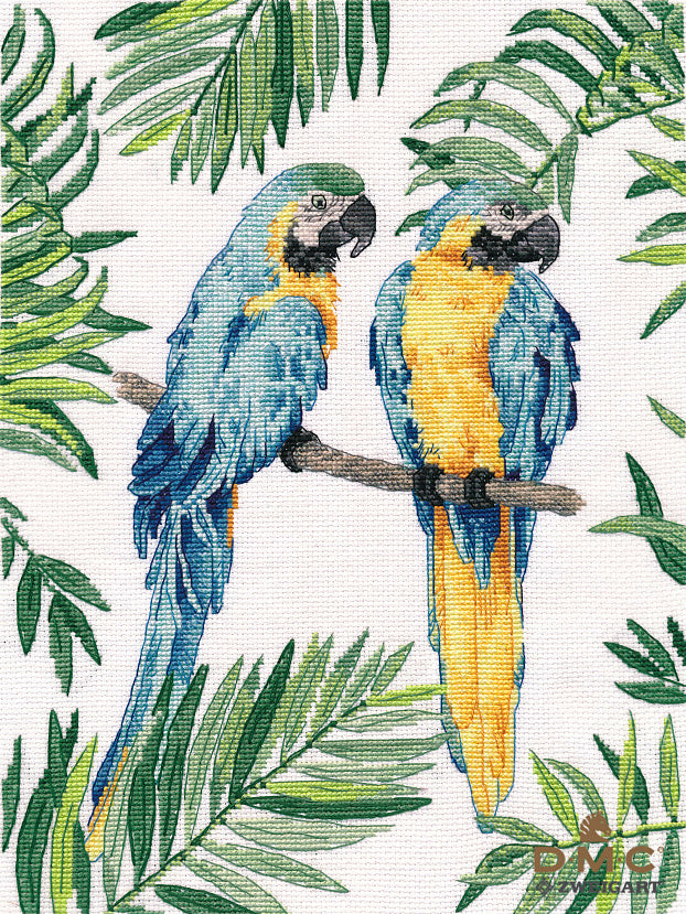 Kit de punto de cruz Oven '1348 – Guacamayo azul y amarillo / 1348 / Kit de punto de cruz 21x29 cm