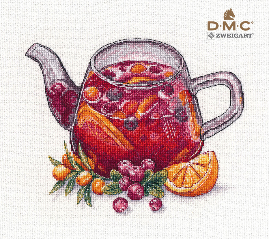 Kit de punto de cruz Oven '1364 – Té de bayas / 1364 / Kit de punto de cruz 20x16 cm