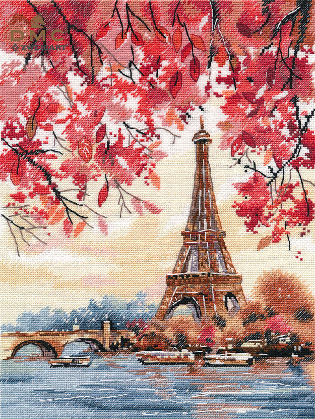 Kit de punto de cruz Oven '1373 – El romance de París. Eiffel / 1373 / Kit de punto de cruz 23x30 cm