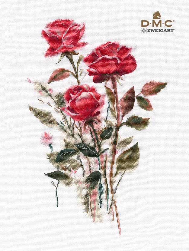 Kit de punto de cruz Oven '1392 – Rosas / 1392 / Kit de punto de cruz 20x31 cm