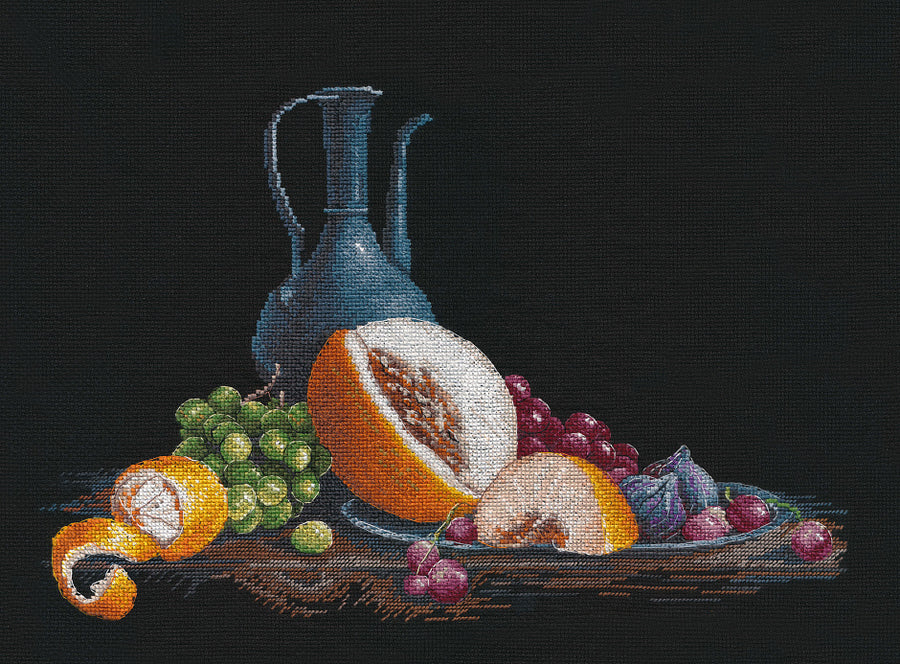 Kit de punto de cruz Oven '1397 – Bodegón con melón / 1397 / Kit de punto de cruz 37x26 cm