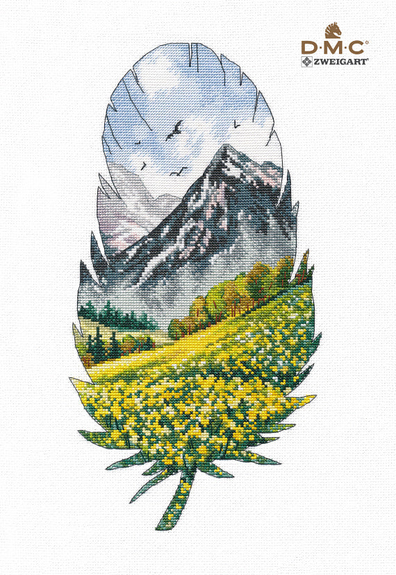 Kit de punto de cruz Oven '1401 – Paisaje de montaña 1 / 1401 / Kit de punto de cruz 16x30 cm