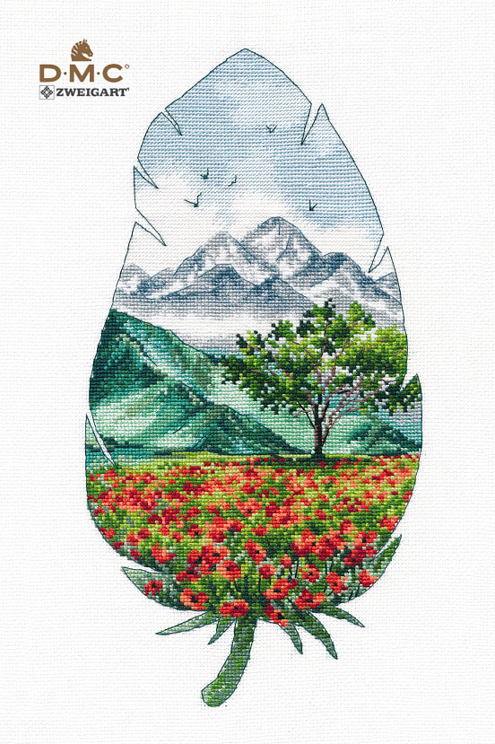 Kit de punto de cruz Oven '1416 – Paisaje de montaña-3 / - Kit de punto de cruz 1416 15x30 cm
