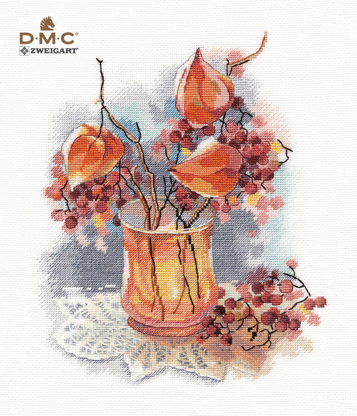 Kit de punto de cruz Oven '1423 – Bodegón con physalis / 1423 / Kit de punto de cruz 21x25 cm