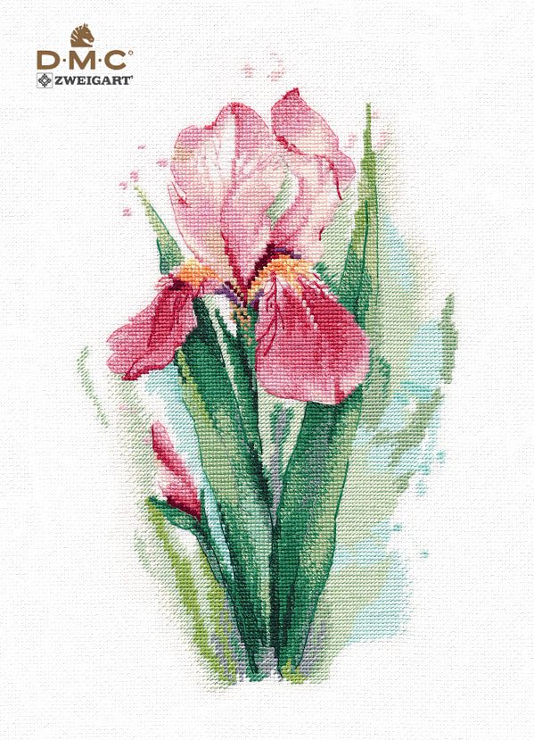Kit de punto de cruz Oven '1424 – Iris rosa / 1424 / Kit de punto de cruz 16x27 cm