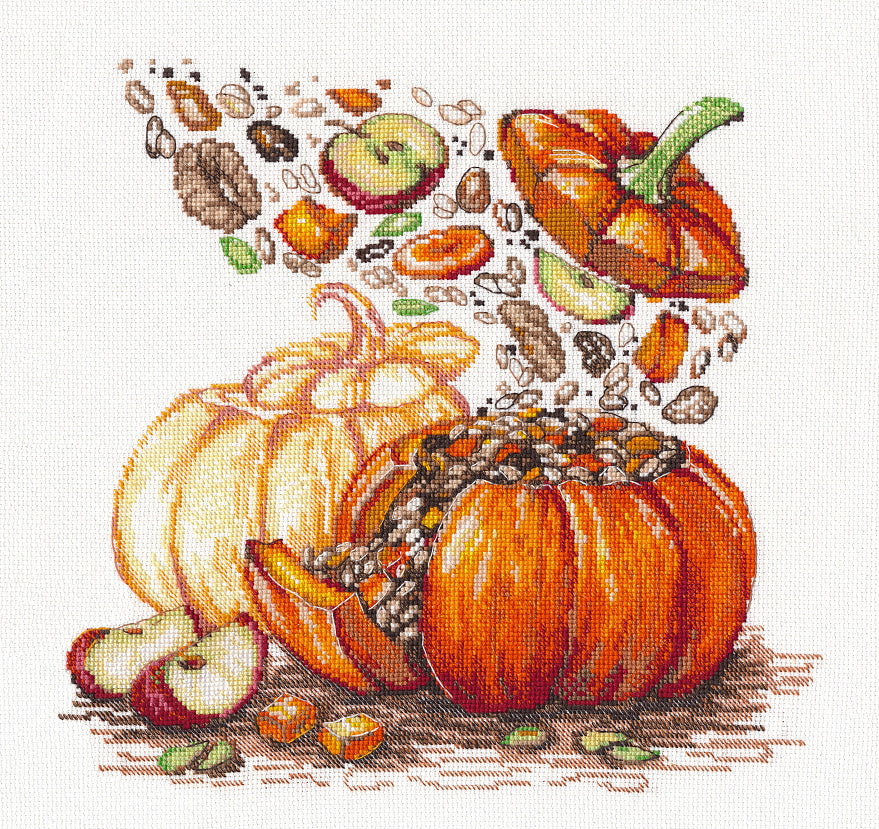 Kit de punto de cruz Oven S1464 – Ghapama. Calabazas / - Kit de punto de cruz 22x27 cm