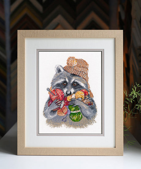 Cross Stitch Kit "Sewing Raccoon" - OVEN 1474