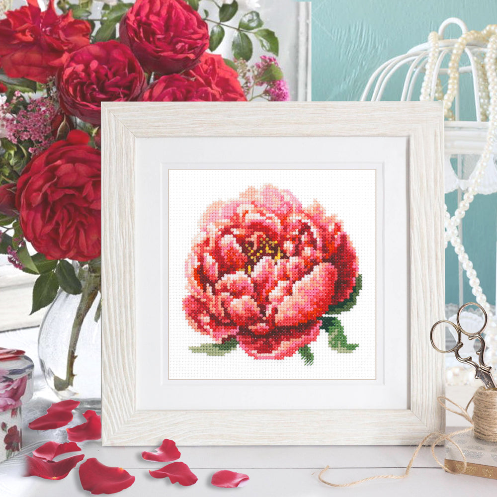 Red Peony Cross Stitch Kit - Magic Needle 150-009