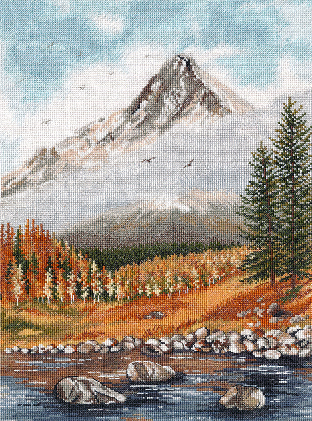 Kit de punto de cruz Oven S1514 – Kit de punto de cruz. Otoño en las Montañas 25x35 cm