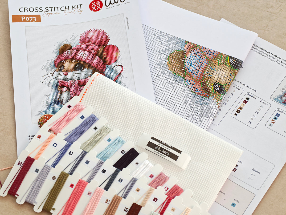 AVA Stitch Cross Stitch Kit P073 - Little Mouse with Winter Hat