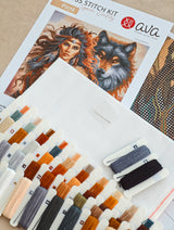 AVA P076 – Le Guerrier et le Loup | Kit de point de croix fantaisie