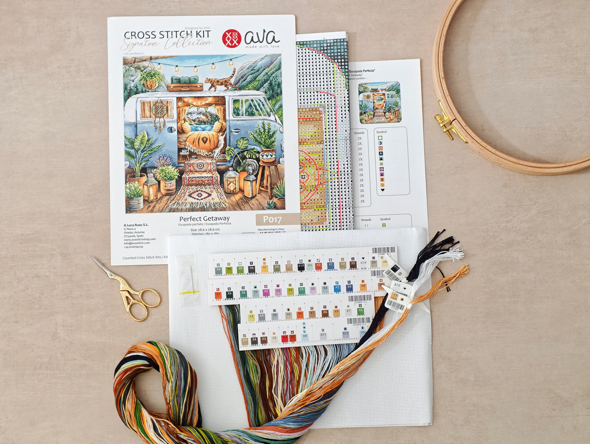 AVA Signature Collection P017 El Hogar es Donde Aparcamos – Kit de Punto de Cruz Contado