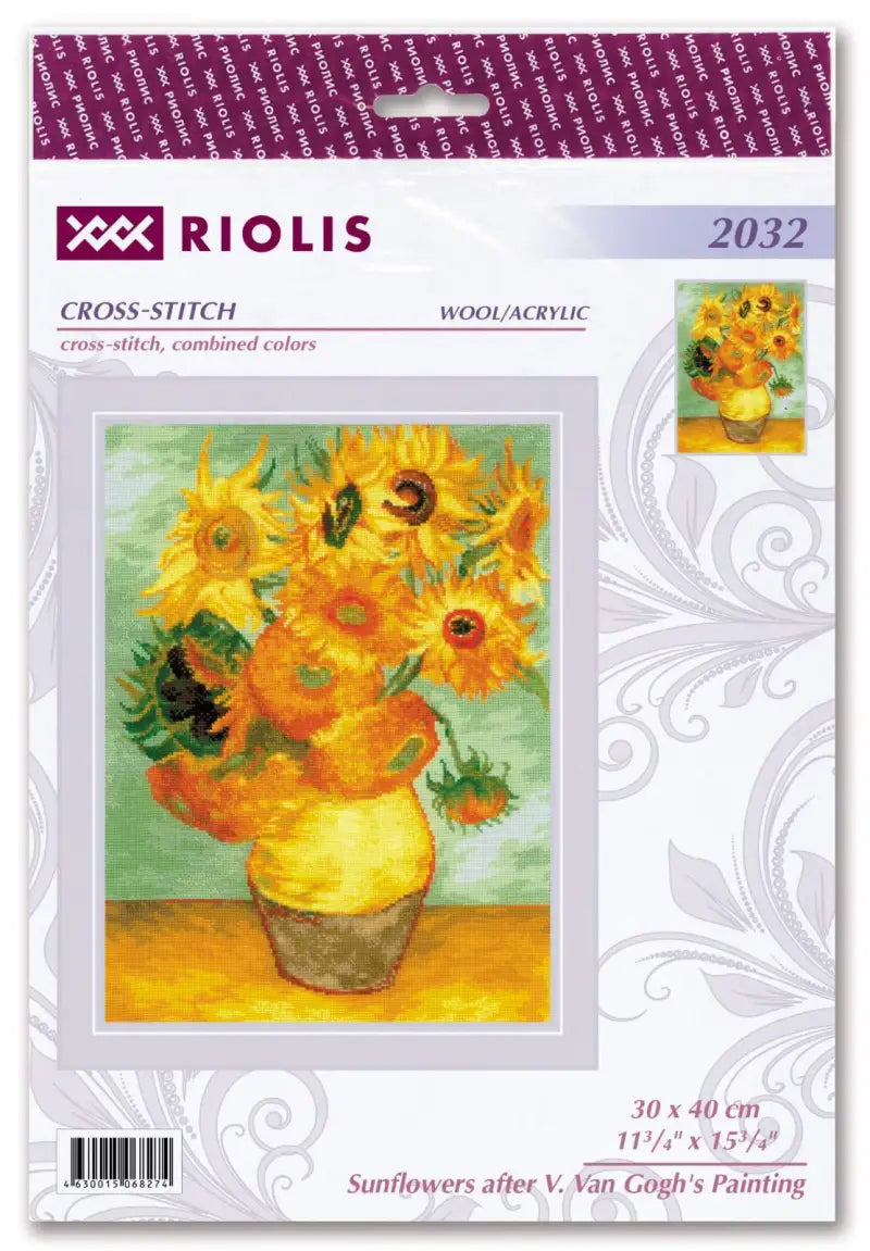 2032 Van Gogh's Sunflowers – Riolis Cross Stitch Kit
