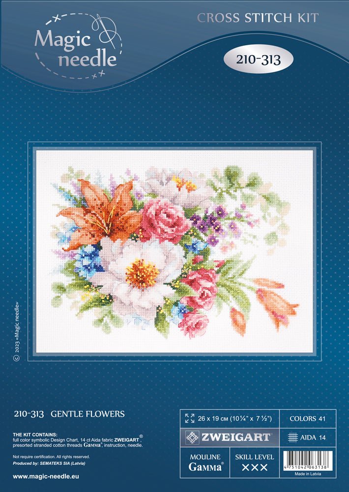 Kit de punto de cruz Magic Needle 210-313 – Flores Suaves