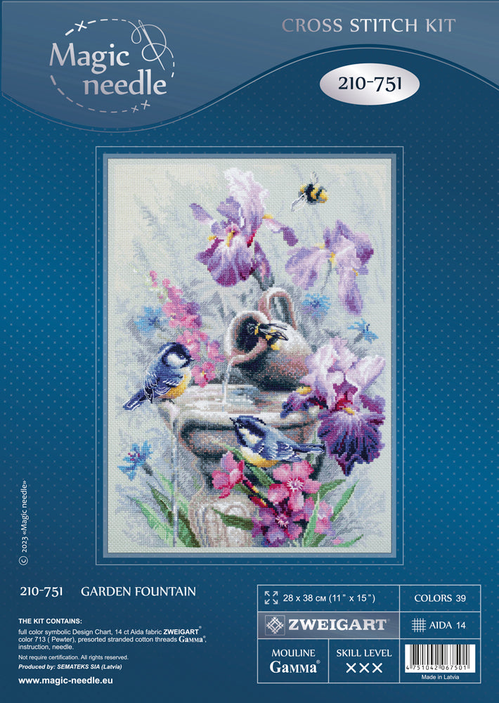 Kit de Punto de Cruz Magic Needle - Fuente del Jardín, 210-751