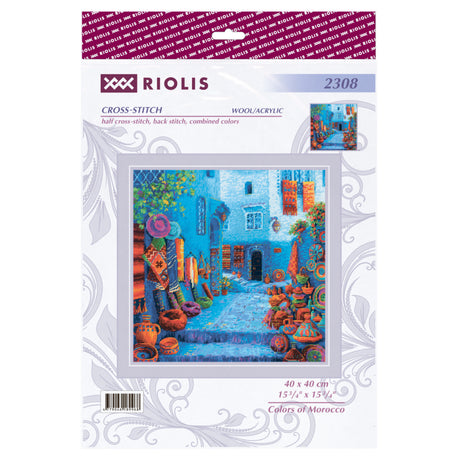 kit de punto de cruz riolis 2308 colores de marruecos presentación del kit con embalaje original