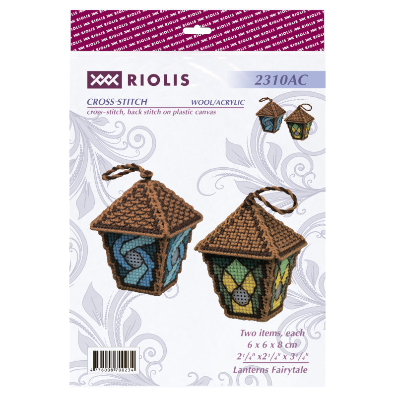 Kit de Punto de Cruz Riolis 2310AC – Lanterns Fairytale (lienzo plástico, decoración 3D)