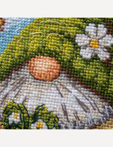 Kit de punto de cruz Aine A1042 – Blossom Gnome, gnomo de primavera, 20 × 20 cm