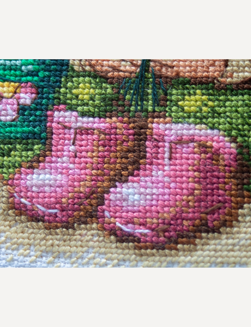 Kit de punto de cruz Aine A1042 – Blossom Gnome, gnomo de primavera, 20 × 20 cm